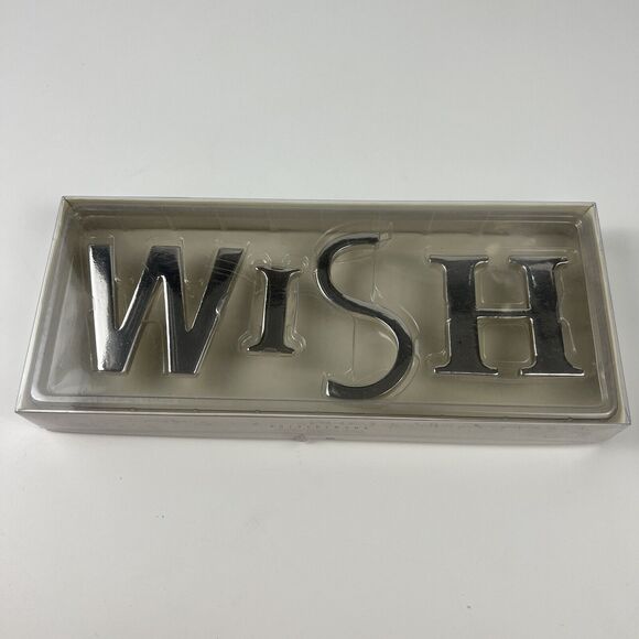 Pottery Barn “WISH” Board Shadow Box Push Pin Letters Chrome Silver 3” Manifest - Picture 7 of 9
